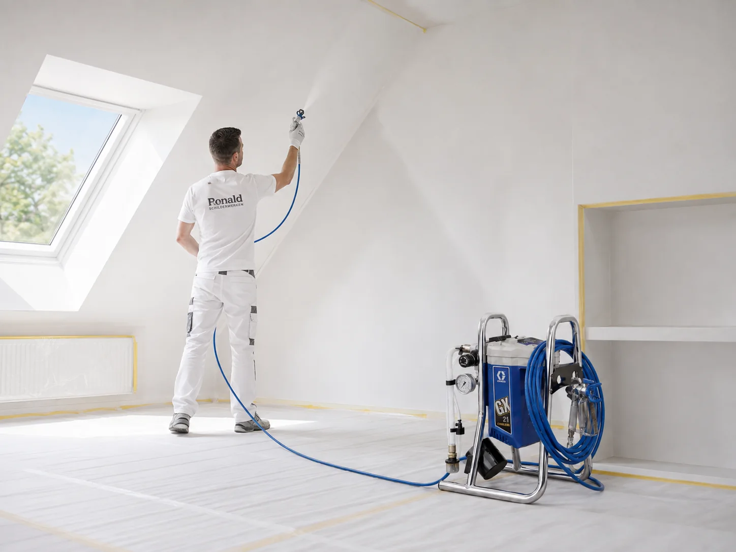 Schilderwerk met professionele spuitapparatuur